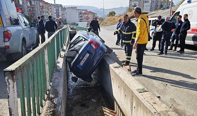 Karabük'te otomobil sulama kanalına düştü, sürücü yaralandı