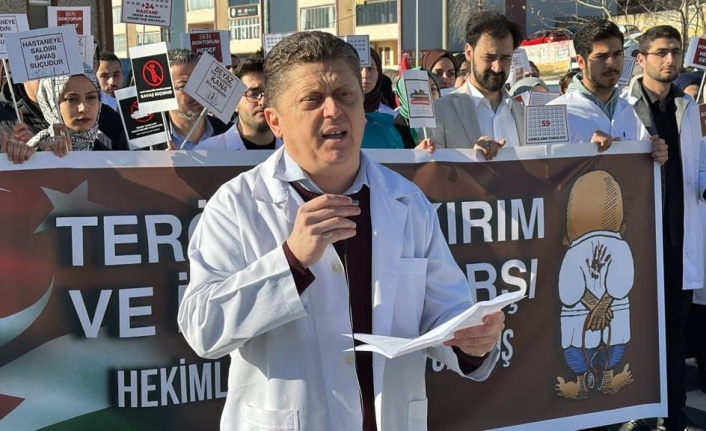 Karabük'te Sağlık Çalışanları Terör, Soykırım ve İşgale Karşı Yürüdü