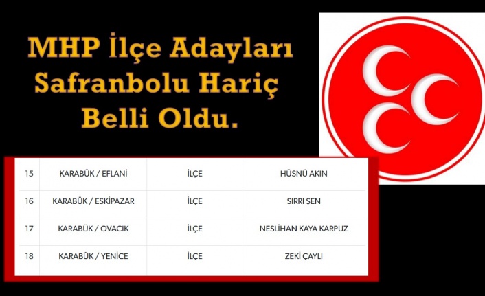 MHP KARABÜK İLÇE ADAYLARI BELLİ OLDU