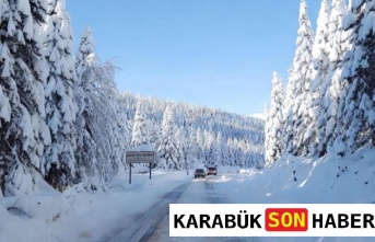 Karabük-Bartın yolu karla kaplandı, kartpostallık görüntüler oluştu