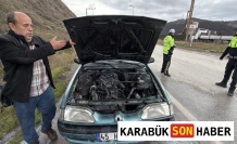 Karabük'te Seyir Halindeki Araç Alev Alev Yandı! İtfaiye Zorlu Müdahale ile Kontrolü Sağladı