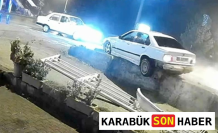 Şehit Ateşe Reşat Bulvarı'nda korkutan kaza: Araç askıda kaldı