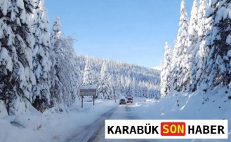 Karabük-Bartın yolu karla kaplandı, kartpostallık görüntüler oluştu