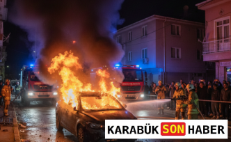 Yenice’de Park Halindeki Otomobil Alevlere Teslim Oldu