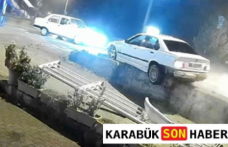 Şehit Ateşe Reşat Bulvarı'nda korkutan kaza: Araç askıda kaldı