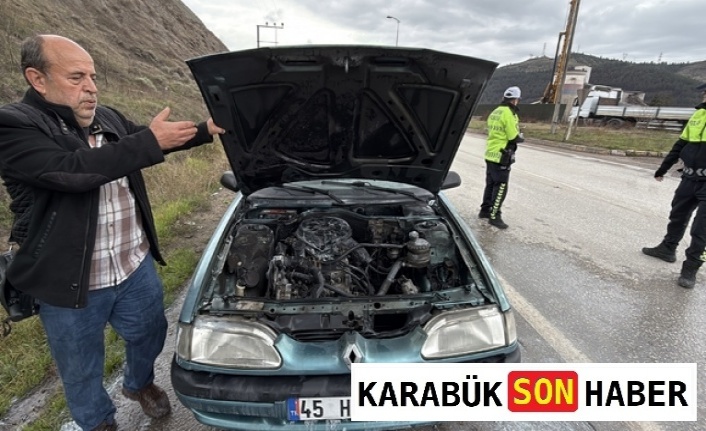 Karabük'te Seyir Halindeki Araç Alev Alev Yandı! İtfaiye Zorlu Müdahale ile Kontrolü Sağladı