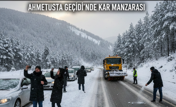 Karabük-Bartın Kara Yolu Bembeyaz: Ahmetusta Geçidi'nde Kar Manzarası